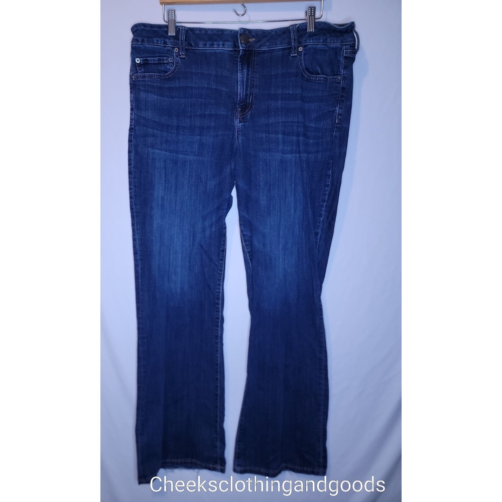 American Eagle Favorite Boyfriend Jeans Dark Wash Super Stretch 20 Long Tall - Picture 2 of 6